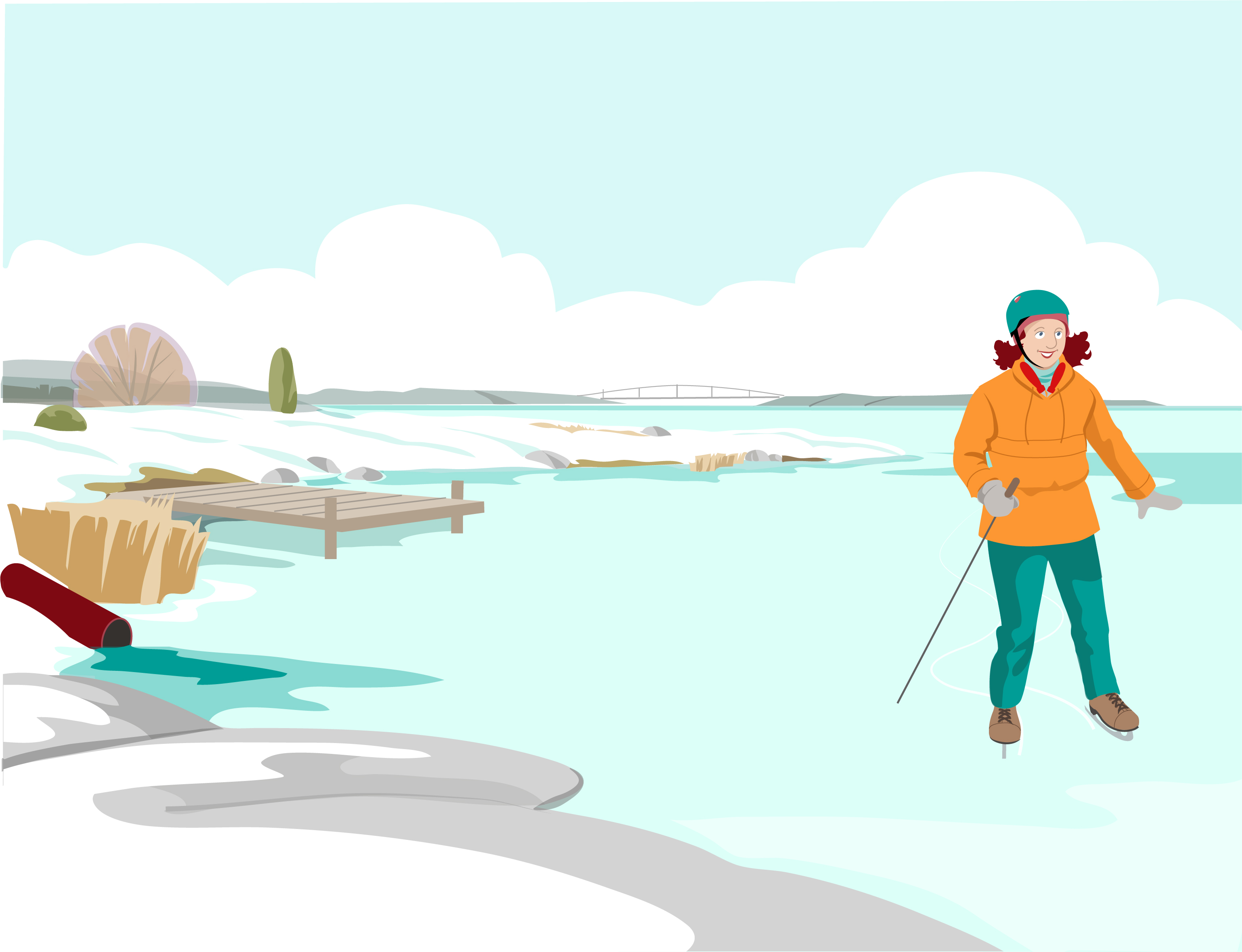 Illustration över kvinna som åker skridskor.