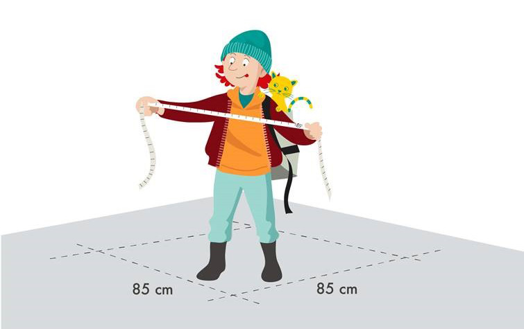 Illustration över barn som håller i måttband. 